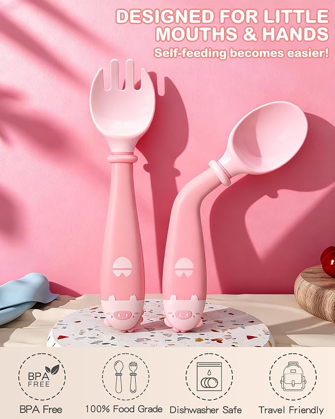 Deejoy Toddler Utensils with Travel Case, Baby Spoons and Forks Set - Image 3