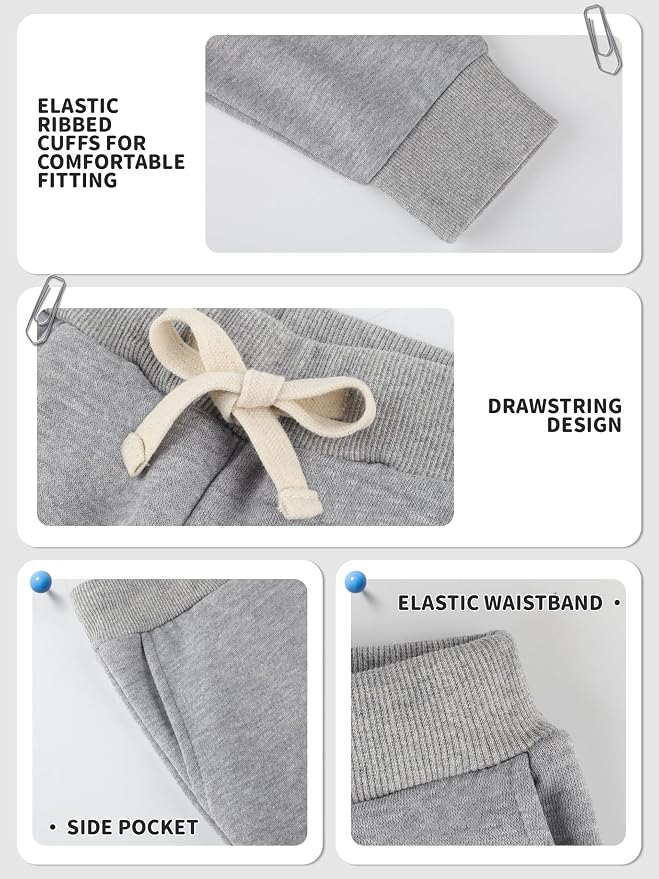 3 Pack Fleece Toddler Boys Sweatpants Kids Joggers Soft Cotton Toddler Boys - Image 3