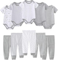 Baby Bodysuit and Pant Set 10-pcs Cotton Soft Newborn Boy Girl Clothes Outfits by Ruliby