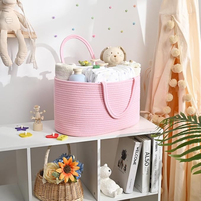 Baby Diaper Caddy Organizer, Cotton Rope Diaper Basket, Baby Basket - Image 2