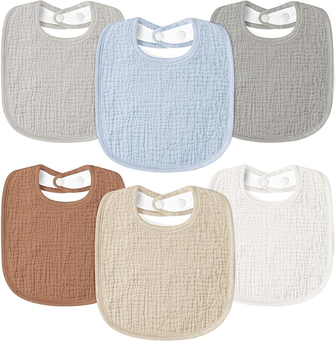 Susurration Muslin Baby Drool Bibs 6Pack Soft Square Adjustable Baby Bandana by Susurration