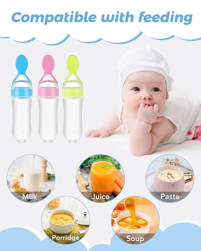 3 Pack Baby Food Feeder, 3 Oz Silicone Baby Feeder, 3 Colors Food Dispensing - Image 4