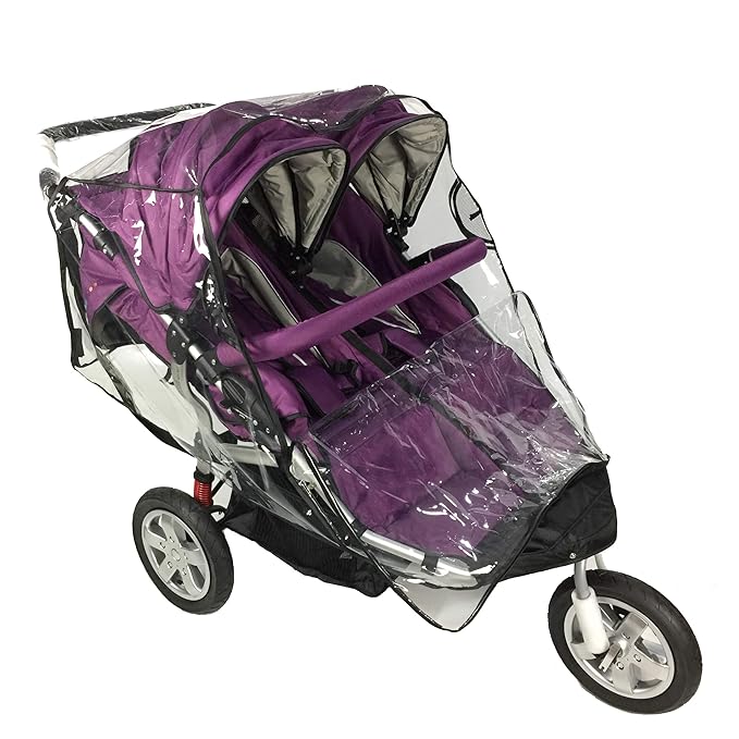 Rain Cover for Double Stroller, Universal Size Weather Shield for Side by Side - Image 2