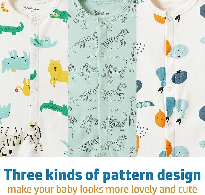 3-Pack 100% Cotton Baby Boy Rompers, 0-24Months Short Sleeve Toddler Romper - Image 3