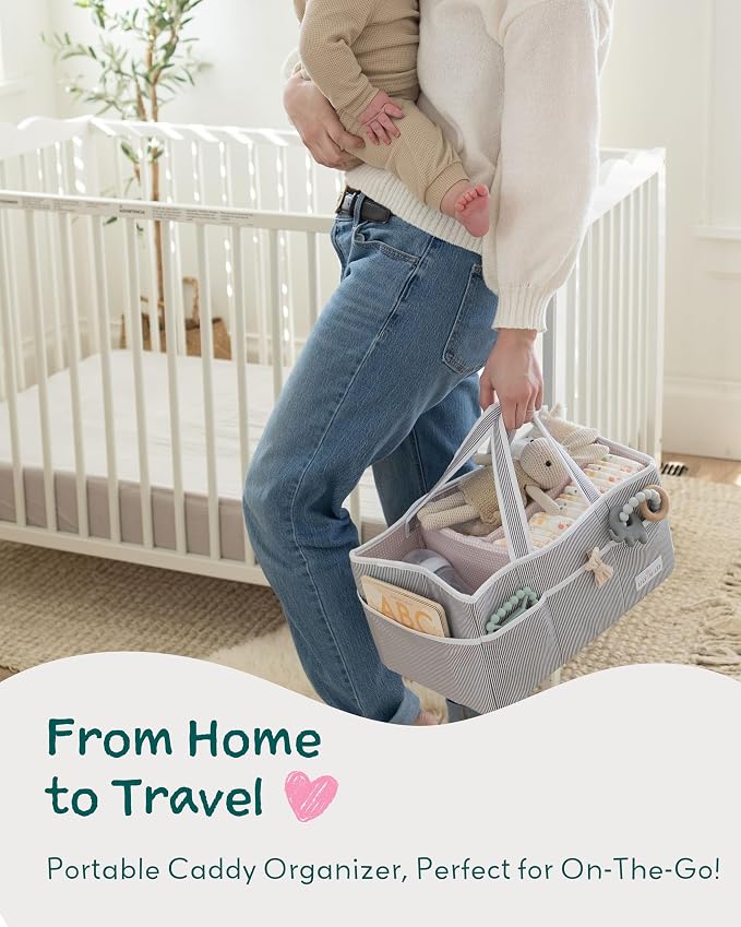 Lily Miles Baby Diaper Caddy Organizer, Girl Nursery Storage Basket - Image 6