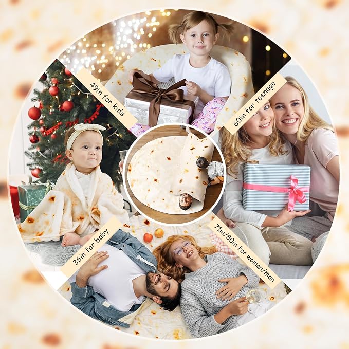 Lhedon Tortilla Blanket Adult Size 80 Inches, Blankets Queen Size Birthday Gifts - Image 6