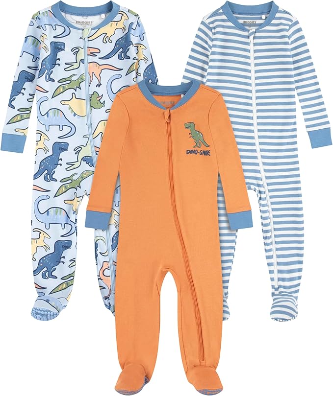HUGGIES unisex-baby 3-pack Footed Coverall Pajamas by Huggies%C2%AE
