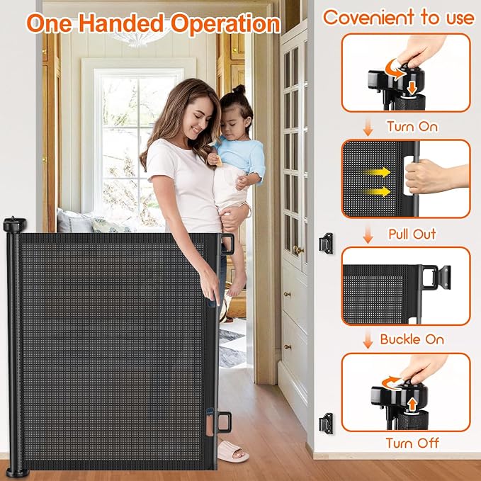 Upgrade 180 inch Retractable Baby Gates, EZIGO Extra Wide Baby Gate - Image 5