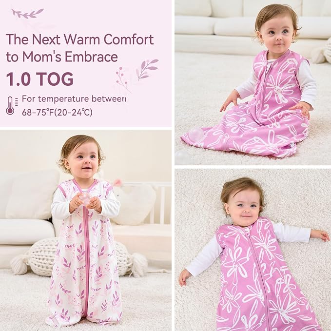 Baby Sleep Sack 12-18 Months 1.0 Tog Baby Wearable Blanket 100% Cotton Sleeping - Image 6