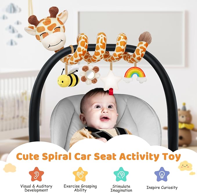 Stuffed Spiral Car Seat Baby Toys 0-6 Months, Infant Carseat Sensory Toys - Image 5