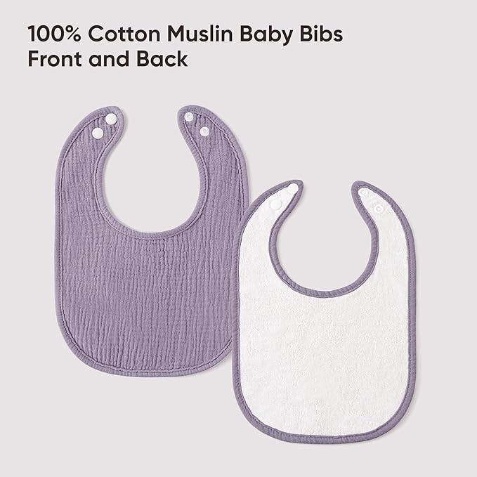 Bearmoss Muslin Baby Drooling Bibs 8 Pack, 100% Cotton Square Adjustable - Image 6