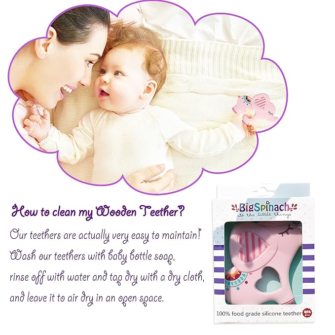 Soft Pink Elephant Teether Toy for Babies 3-6/6-12 Months Silicone Teething Toy - Image 6