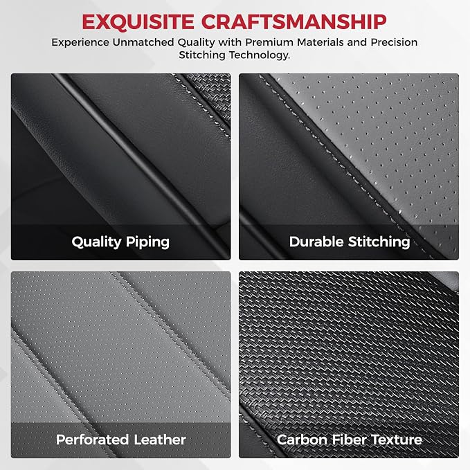 FREESOO Black Gray Car Seat Covers Full Set - Image 9