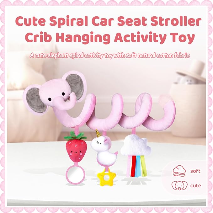 Stuffed Spiral Car Seat Toys for Baby Girls 0-6 Months, Perfect Newborn Gifts - Image 2