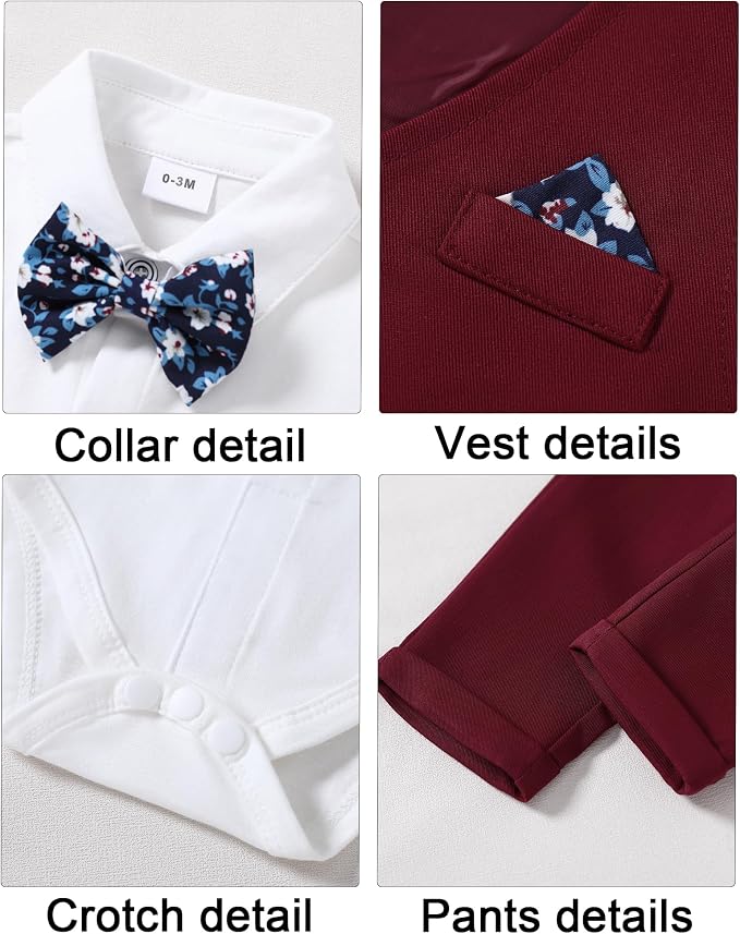 DISAUR Baby Boy Clothes Toddler Boy Outfits 4PCS Gentleman Dress - Image 4
