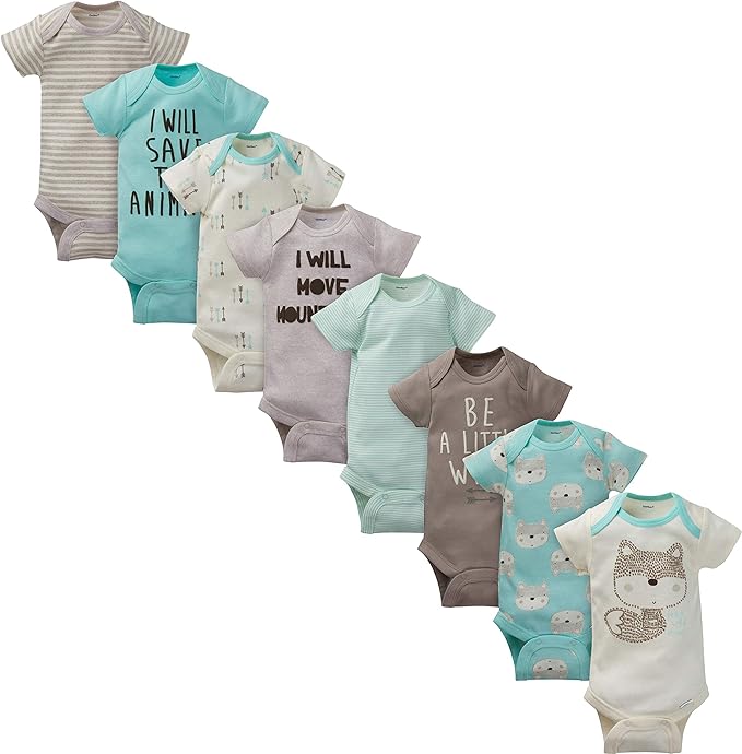 Gerber unisex-baby 8-pack Short Sleeve Onesies Bodysuits by Gerber
