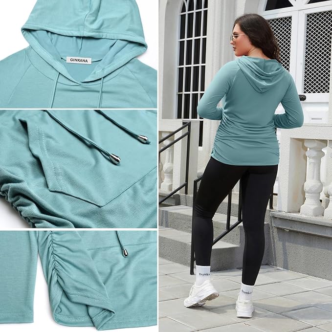 GINKANA Maternity Hoodie Long Sleeves Shirts Casual Maternity Top Pregnancy - Image 6