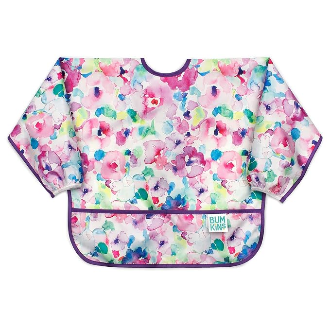 Bumkins Sleeved Bib for Girl or Boy, Baby and Toddler for 6-24 Mos, Essential by Bumkins