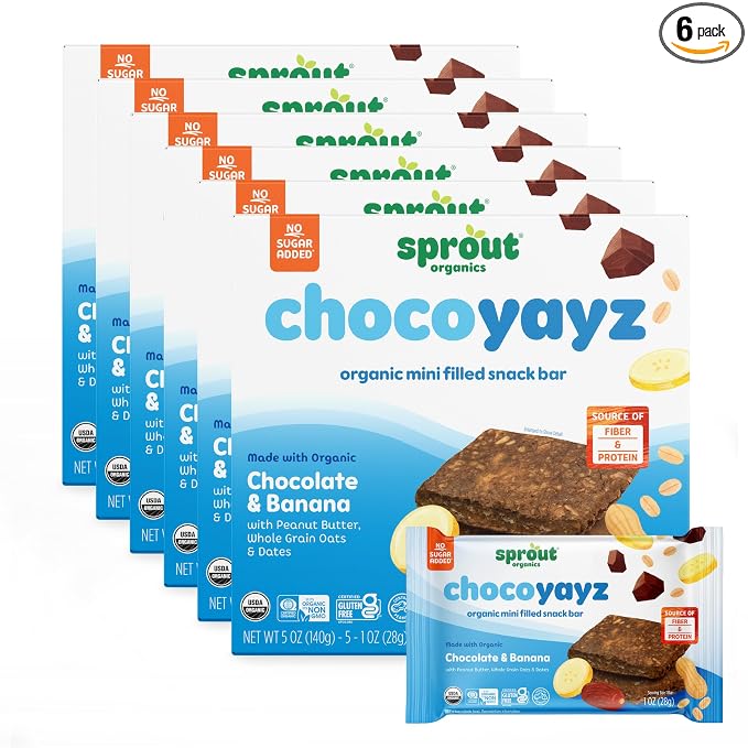 Sprout Organics, Yayz Toddler Snack Bars, Chocolate & Banana, 5 Individual Bars by SproutOrganics