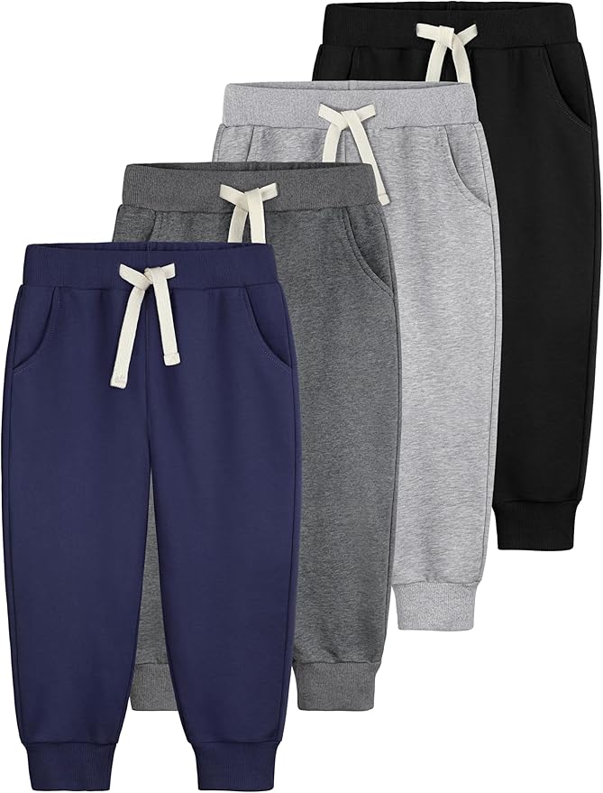 4 Pack Toddler Boys Sweatpants Cotton Baby Kids Joggers Toddler Boys Girls by Aocku