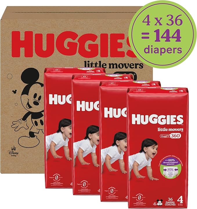 Huggies Size 4 Baby Diapers, Little Movers HuggFit 360° Baby Diapers - Image 2