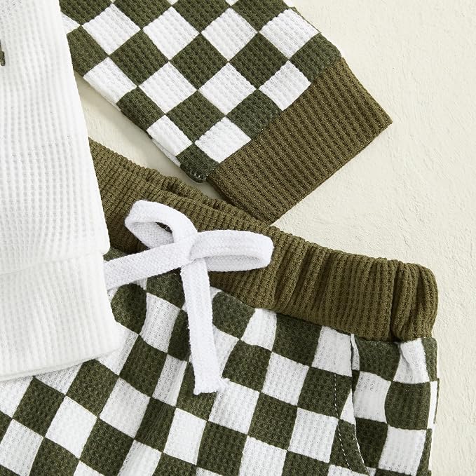 Toddler Baby Boy Fall Clothes Waffle Outfit Long Sleeve Color Blocking - Image 5