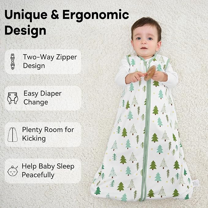 Baby Sleep Sack 0-6 Months 1.0 Tog Baby Wearable Blanket 100% Cotton Sleeping - Image 4