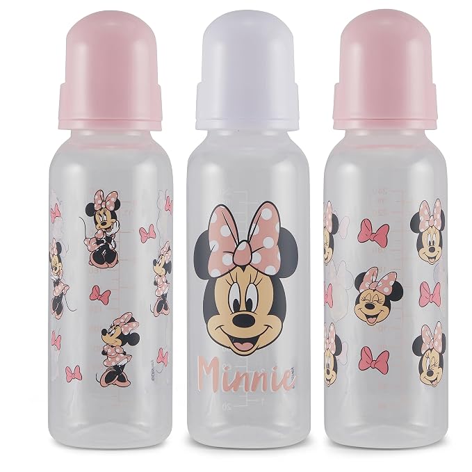 Baby Bottles 9 oz for Boys and Girls| 3 Pack of Disney Minnie Bows and Winks by Disney