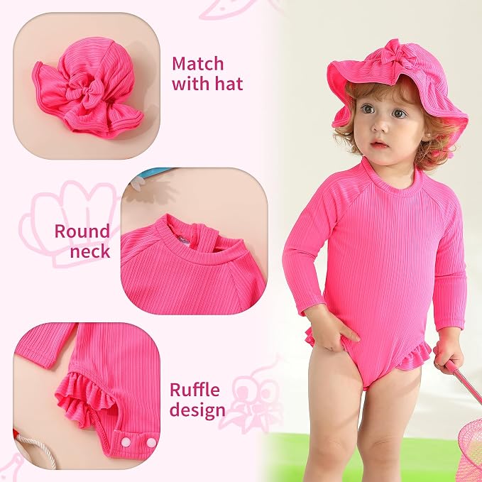 YOUNGER TREE Infant Baby Girls Swimsuit Long Sleeve Swimsuits One Piece - Image 5