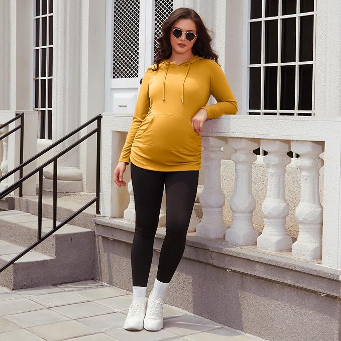 GINKANA Maternity Hoodie Long Sleeves Shirts Casual Maternity Top Pregnancy - Image 5