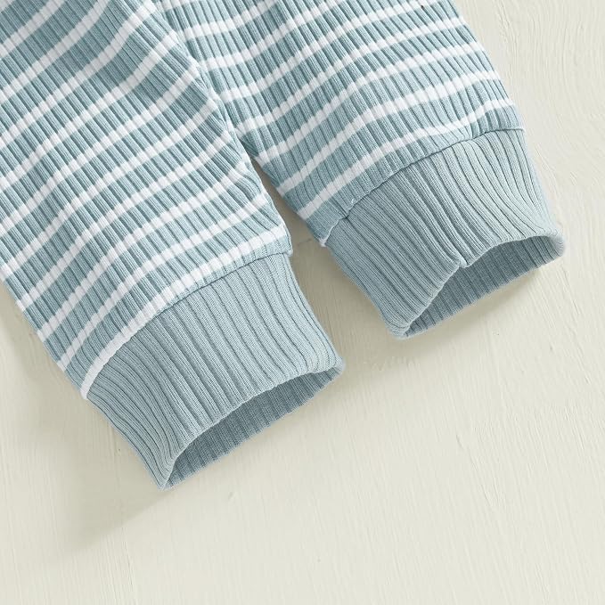 Newborn Baby Boy Girl Clothes Ribbed Knitted Long Sleeve Romper Pants Solid - Image 7