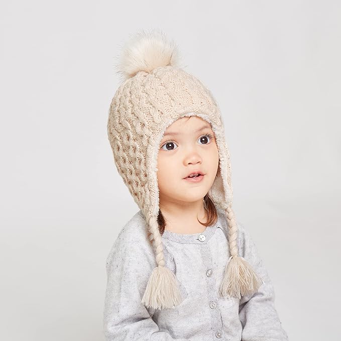 LANGZHEN Toddler Kids Infant Winter Hat, Earflap Knit Warm Cap Fleece Lined - Image 4