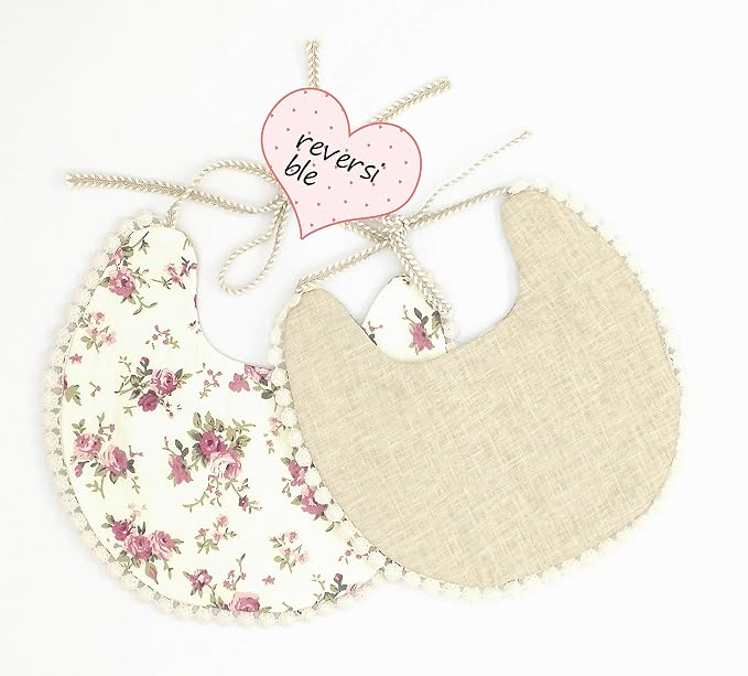 GZMM Baby Bib For Girls, Reversible Waterproof Handmade Natural Cotton Baby - Image 6