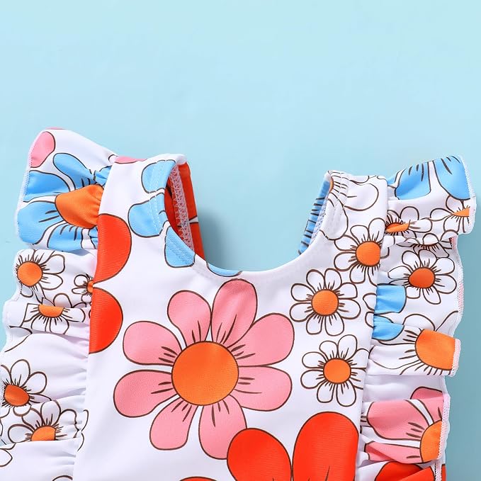 Newborn Baby Girl Ruffle Swimsuit Infant Toddler One Piece Floral Bikini Beach - Image 4