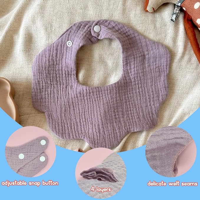 EllieHouse Baby Bibs for Girls Boys 10Pack Muslin Drool Teeth Drooling Teething - Image 4