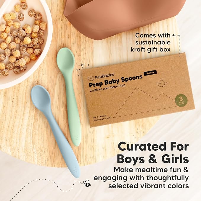 KeaBabies Silicone Baby Spoons, Self Feeding 6-12 months - Image 9