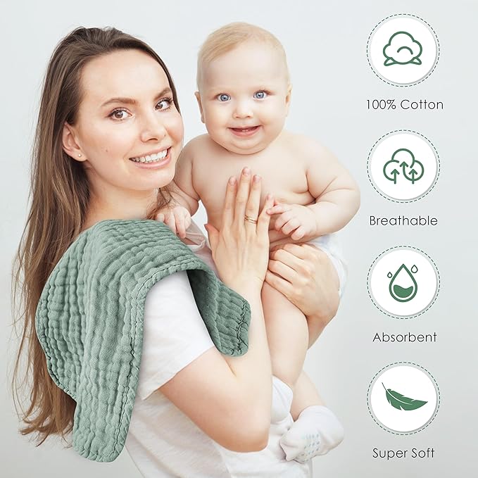 Muslin Burp Cloths 100% Cotton Large 20''x10'' Extra Soft and Absorbent Baby - Image 6