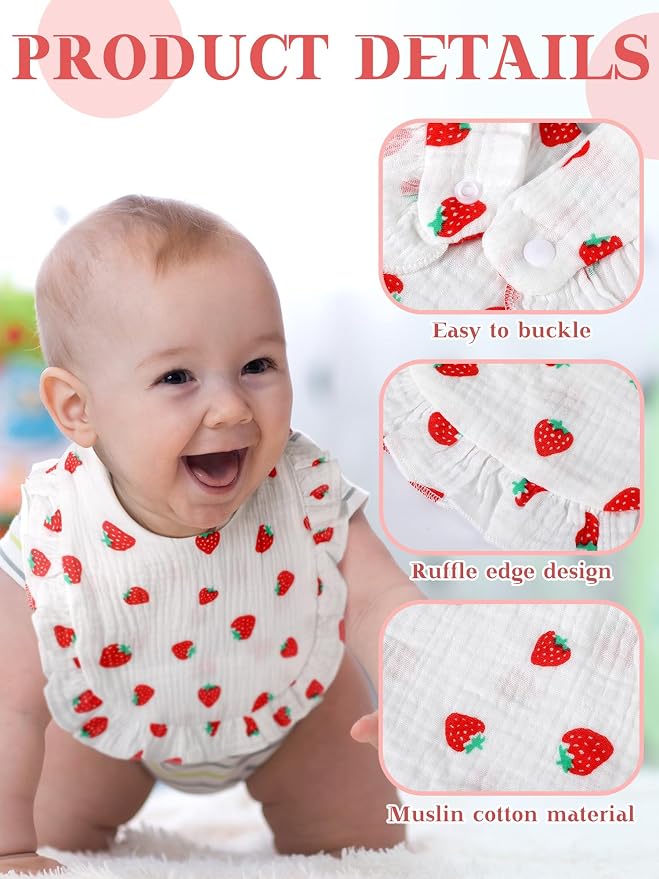 Geyoga 12 Pack Muslin Baby Bibs Adjustable Bandana Drool Bib - Image 5