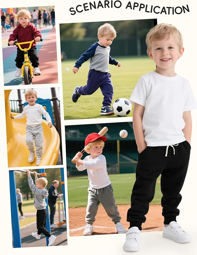 4 Pack Toddler Boys Sweatpants Cotton Baby Kids Joggers Toddler Boys Girls - Image 6