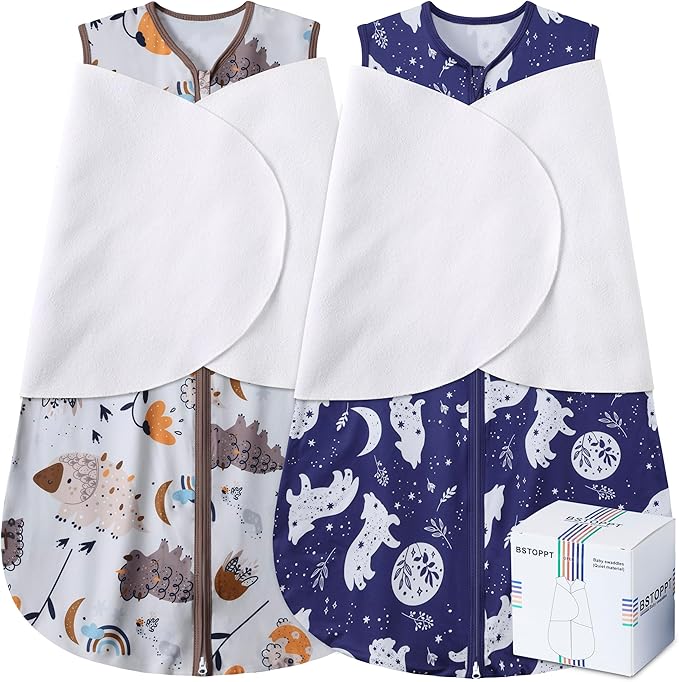 Newborn Sleep Sack Baby Swaddle, 3-Way Adjustable Wearable Blanket, 100% Rayon by BSTOPPT