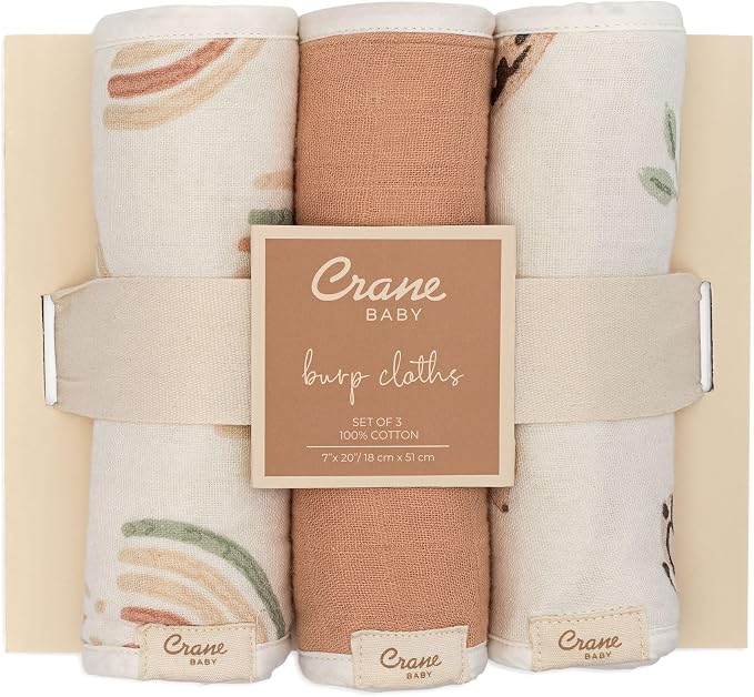 Crane Baby Muslin Baby Burp Cloths, Lightweight Absorbent Burp Cloth, - Image 6