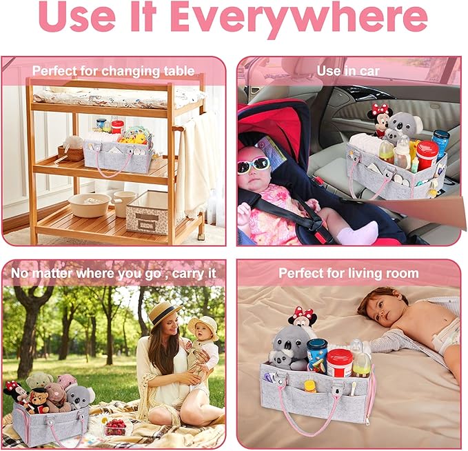 Baby Diaper Caddy Organizer for Girl Boy Large Nursery Storage Bin Basket - Image 4