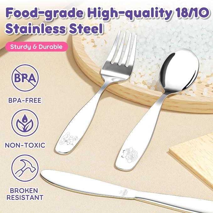 Lehoo Castle Toddler Utensils, Kids Silverware Set Stainless Steel, Metal - Image 3