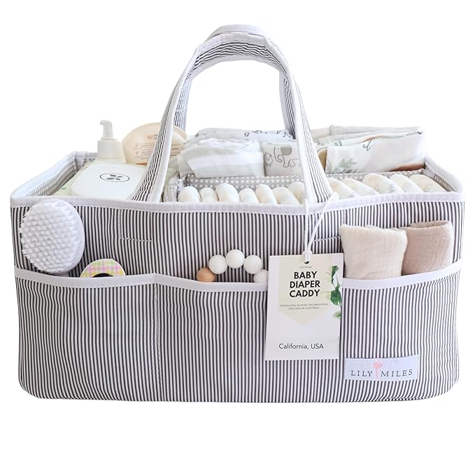 Lily Miles Baby Diaper Caddy Organizer, Baby Shower Basket by LilyMiles