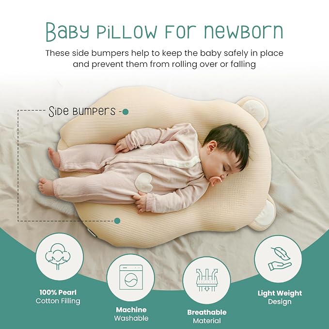 Baby Pillow Anti-Roll, and Tummy Time Features, 3D Air Mesh Fabric - Image 3