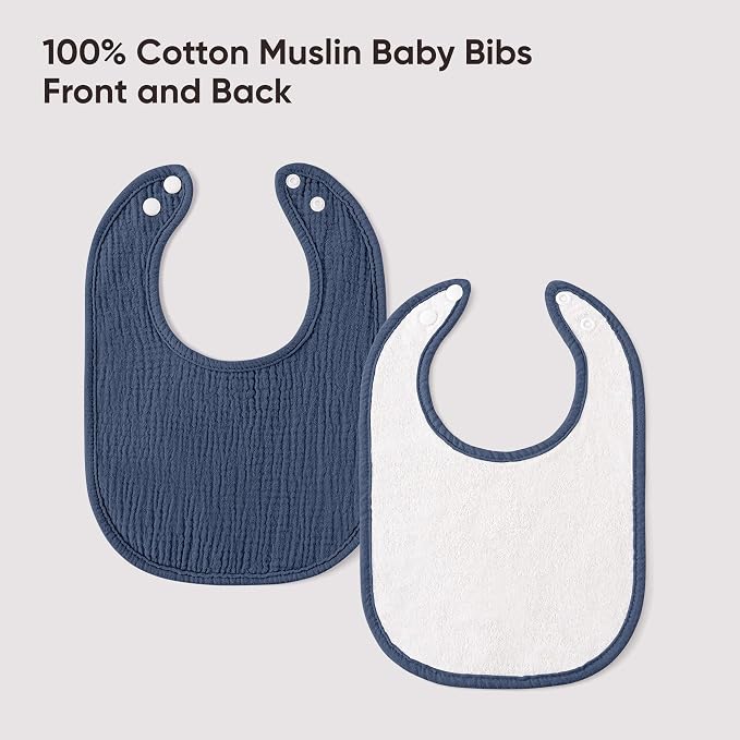 100% Cotton Muslin Baby Bibs 10-Pack Baby Drool Bibs - Image 6