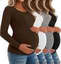 Riyiper 4 Pack Women's Maternity Shirts, Long Sleeve Cotton Ribbed Pregnancy by Riyiper