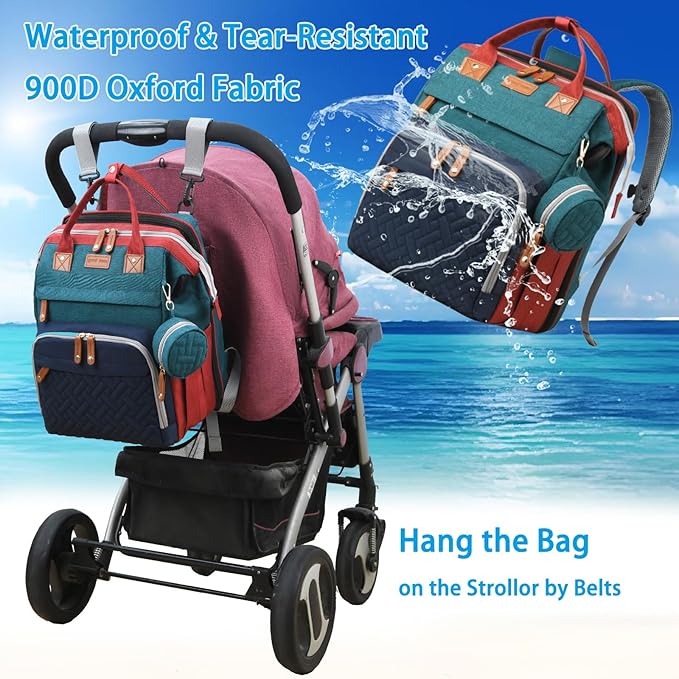 Jeryswet Baby Diaper Bags with Changing Station, Waterproof Large Capacity - Image 4