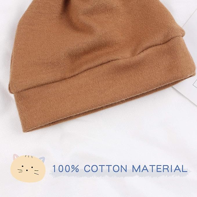 JANGANNSA Newborn Baby Hat Infant Baby Boys Beanie Top Knot Stretchy Hats - Image 4