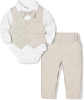 Baby Boy Clothes Suits Infant Gentleman Wedding Outfit Formal Dress Shirt Vest by Juivesia